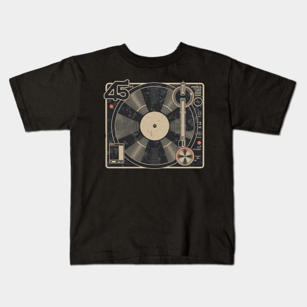 45 Record Adapter (Distressed) Kids T-Shirt by Aldrvnd